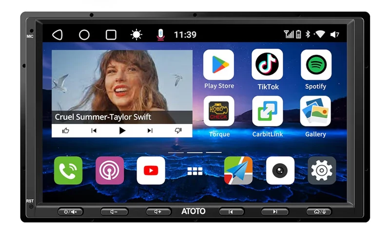 7" QLED Touchscreen Double Din Car Stereo Wireless CarPlay Android Auto Bluetooth,HDMI - NEW