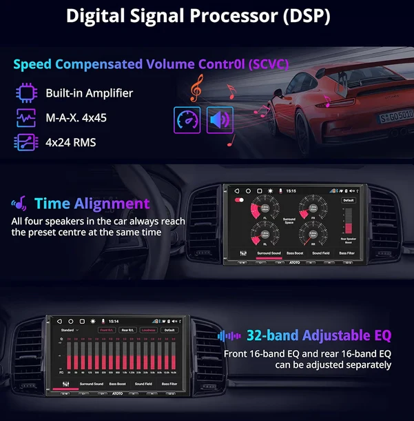 7" QLED Touchscreen Double Din Car Stereo Wireless CarPlay Android Auto Bluetooth,HDMI - NEW
