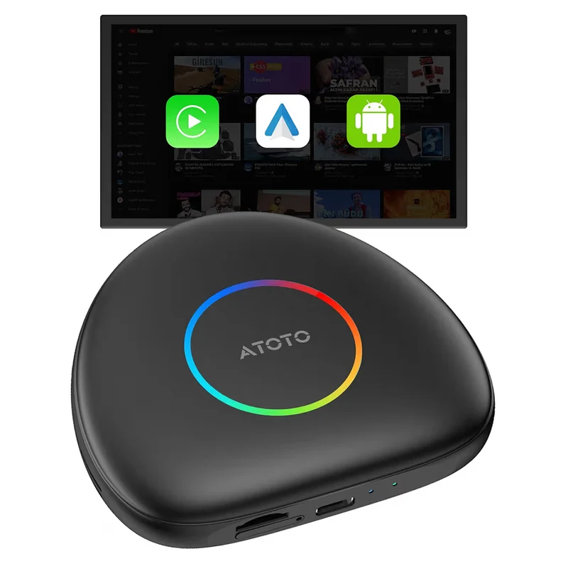 CB6C AI Box Wireless CarPlay/AndroidAuto Adapter w/ YouTube, Car Video Box GPS Navigation Expandable to 256GB
