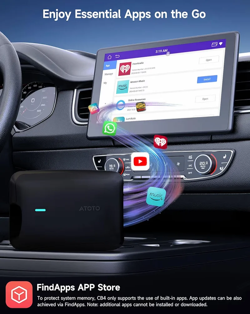 AI Box Upgrade Wireless CarPlay/Android Auto Adapter Compatible w/ YouTube, Plug & Play Smart AI Box Support, Dual Bluetooth, GPS Track