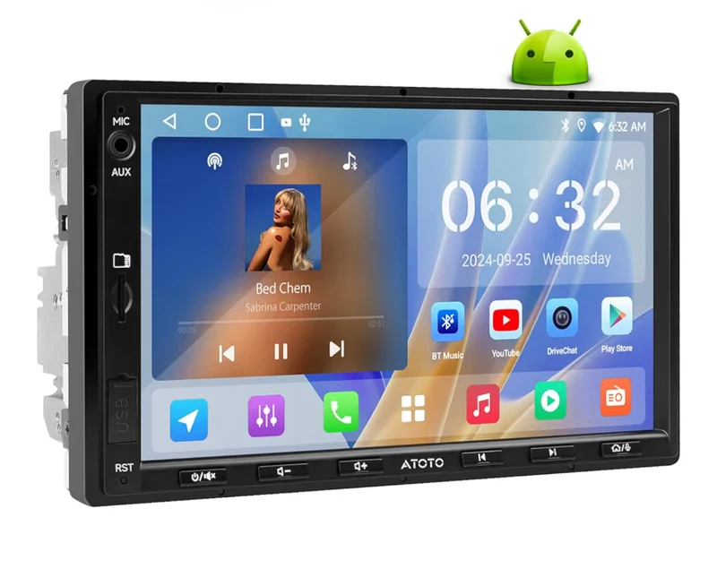 7" Double din Car Stereo in-Dash GPS Navigation, Wireless CarPlay & Android Auto, WiFi/USB/Bluetooth, Built-in Amp & DSP, AI Chat, Split Screen Car Radio