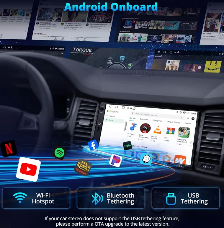 7" Double din Car Stereo in-Dash GPS Navigation, Wireless CarPlay & Android Auto, WiFi/USB/Bluetooth, Built-in Amp & DSP, AI Chat, Split Screen Car Radio