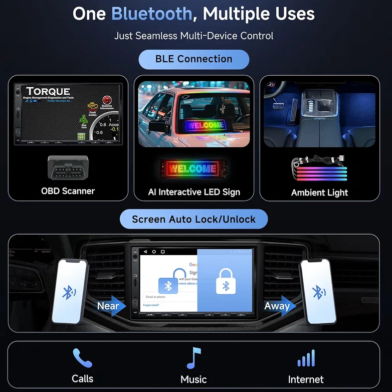 7" Double din Car Stereo in-Dash GPS Navigation, Wireless CarPlay & Android Auto, WiFi/USB/Bluetooth, Built-in Amp & DSP, AI Chat, Split Screen Car Radio