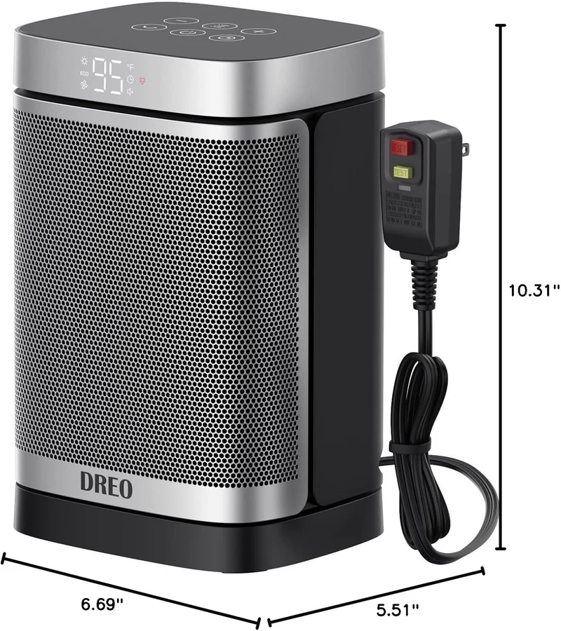 Space Heater 1500W Safe and Quiet PTC Ceramic Heater, 41-95°F Digital Thermostat, 70°Oscillating, Remote, ALCI Safety Plug, 12h Timer, 5 Modes