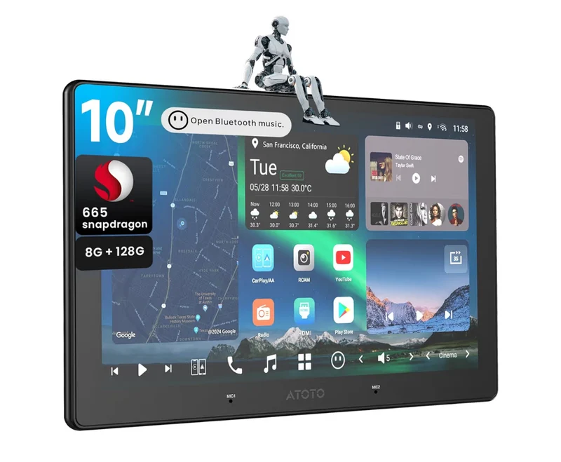 10" QLED Car Stereo Double Din, Wireless Carplay & Android Auto, 4G LTE, Dual WiFi, 7.1.2 Channel Audio,FLAC, 36B-EQ, Hi-Volt RCA, HDMI Input