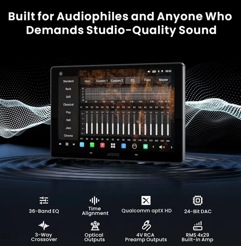 10" QLED Car Stereo Double Din, Wireless Carplay & Android Auto, 4G LTE, Dual WiFi, 7.1.2 Channel Audio,FLAC, 36B-EQ, Hi-Volt RCA, HDMI Input