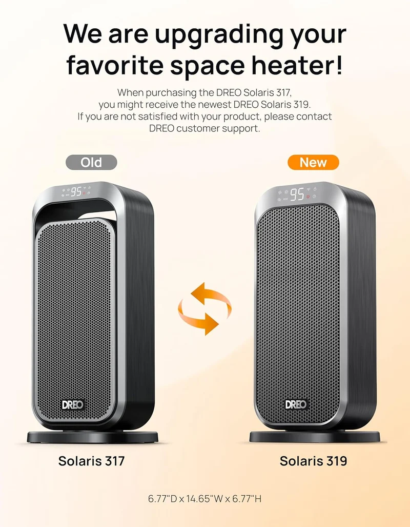 1500W Portable Electric Heater w/ Remote and Thermostat, PTC Ceramic, Safety Heat with 70° Oscillation, Quiet, 12H Timer - Silver