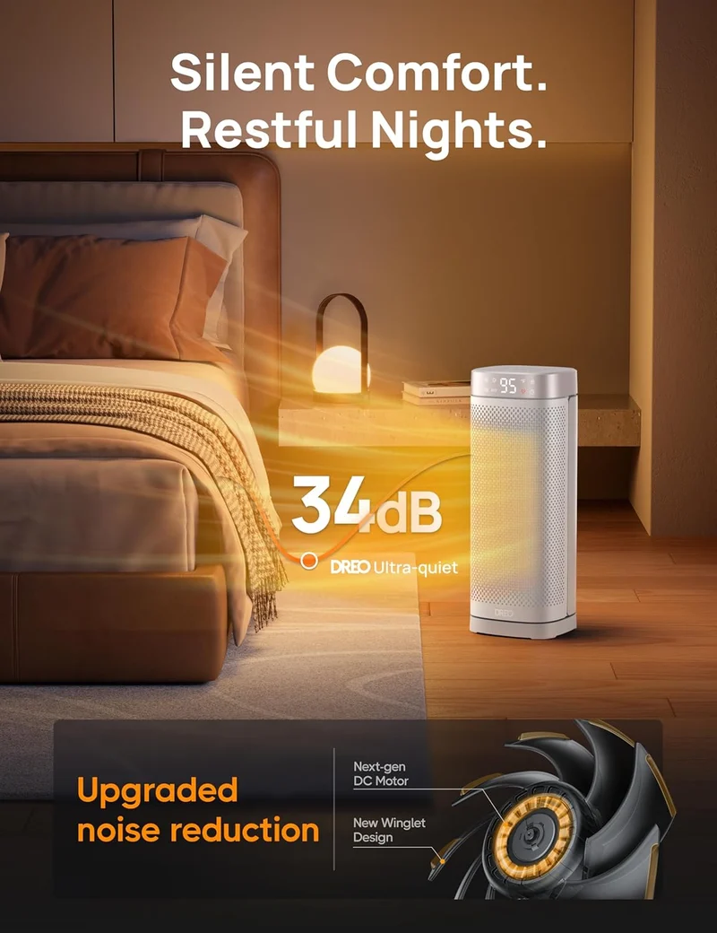 1500W Fast Heating Portable Heaters w/ Remote, Large PTC Ceramic Electric, 12H Timer, 70° Oscillation, Overheat Protection, Safety Heat - White