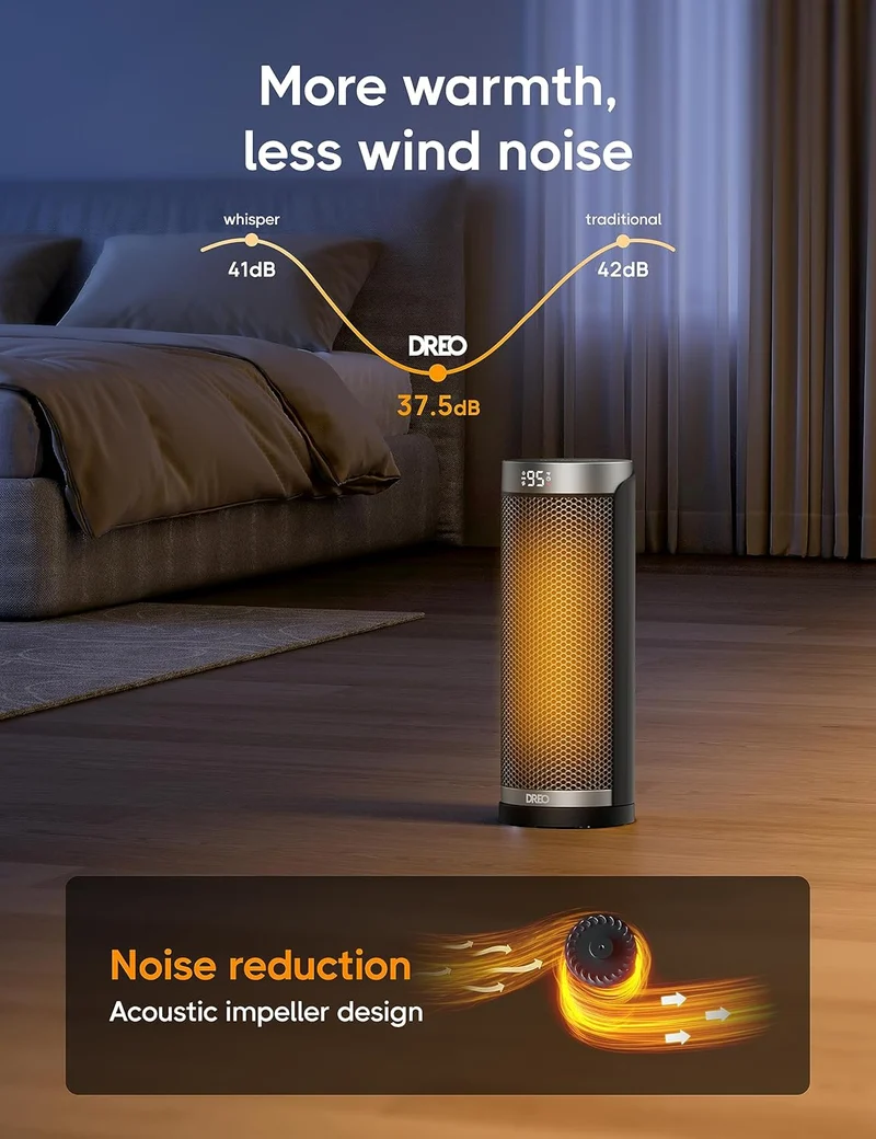 Space Heater Indoor, 70°Oscillating, 5 Modes, Remote for Home Bedroom, 12H Timer, with ALCI Safety Plug
