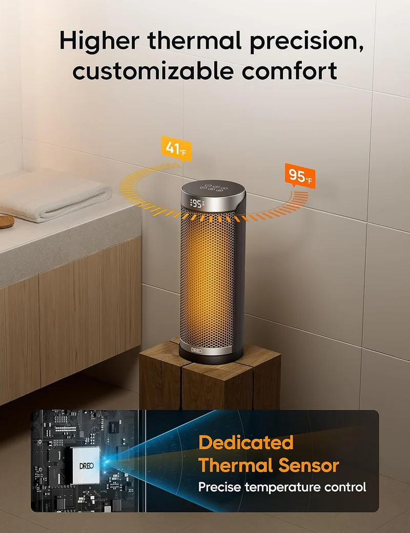 Space Heater Indoor, 70°Oscillating, 5 Modes, Remote for Home Bedroom, 12H Timer, with ALCI Safety Plug