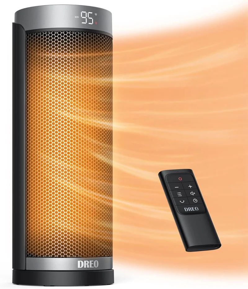 Space Portable Heaters for Indoor Use, Electric Heater w/ Remote 16 inch Upgraded 1500W Fast Heating w/ Thermostat, 70°Oscillating