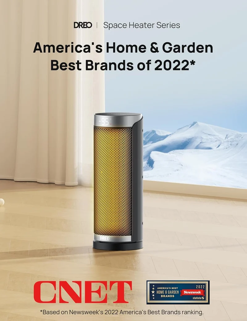 Space Portable Heaters for Indoor Use, Electric Heater w/ Remote 16 inch Upgraded 1500W Fast Heating w/ Thermostat, 70°Oscillating