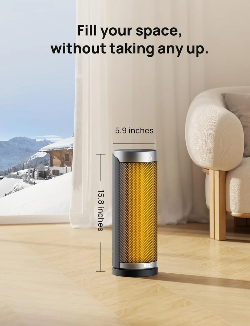 Space Portable Heaters for Indoor Use, Electric Heater w/ Remote 16 inch Upgraded 1500W Fast Heating w/ Thermostat, 70°Oscillating