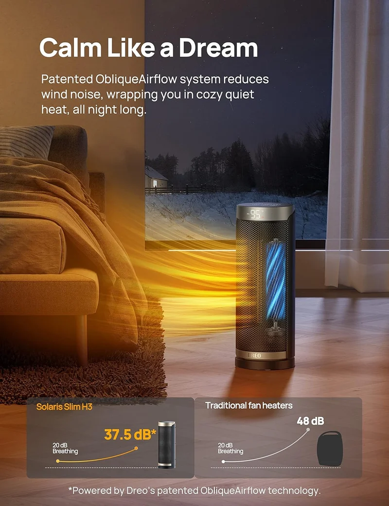Space Portable Heaters for Indoor Use, Electric Heater w/ Remote 16 inch Upgraded 1500W Fast Heating w/ Thermostat, 70°Oscillating