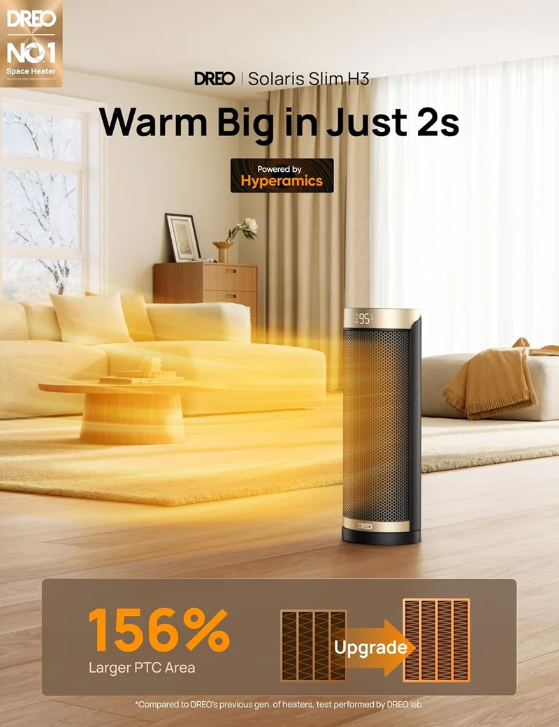 Space Heater, 1500W Electric Heaters for Indoor Use w/ Thermostat, 70° Oscillation, 8 Safety Protections, 5 Modes, Remote, 12H Timer