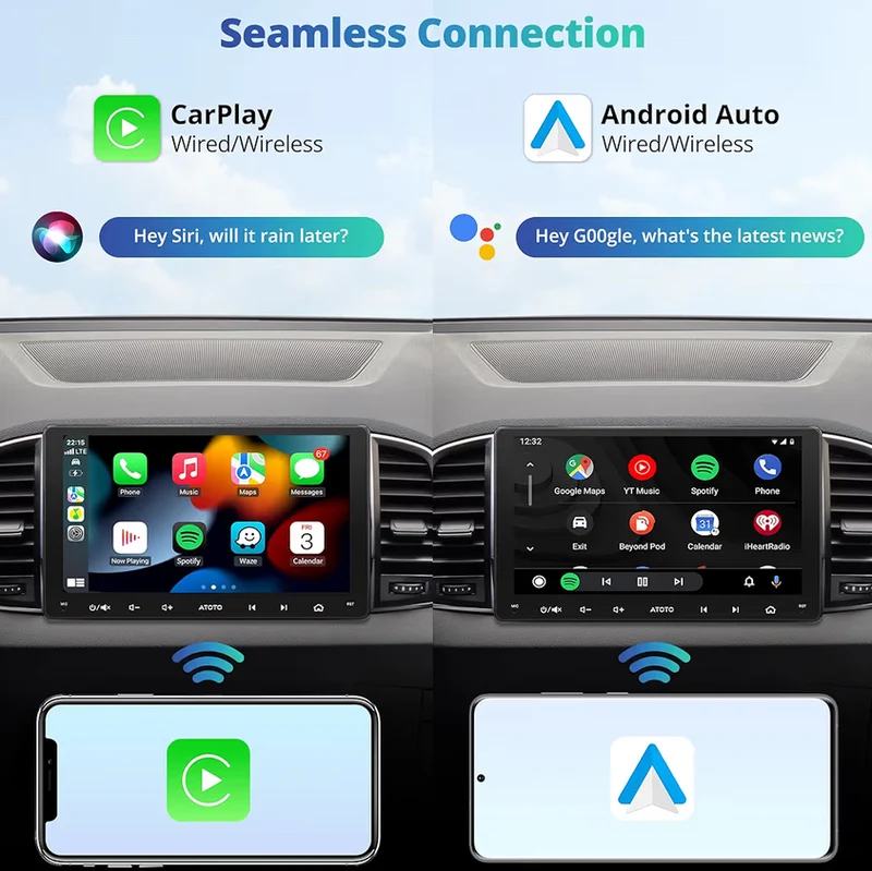 9" AI-Powered Car Stereo Double Din Wireless CarPlay & Android Auto, Wi-Fi/Bluetooth/USB, GPS Tracking, 24 EQ&DSP, Mirror Link