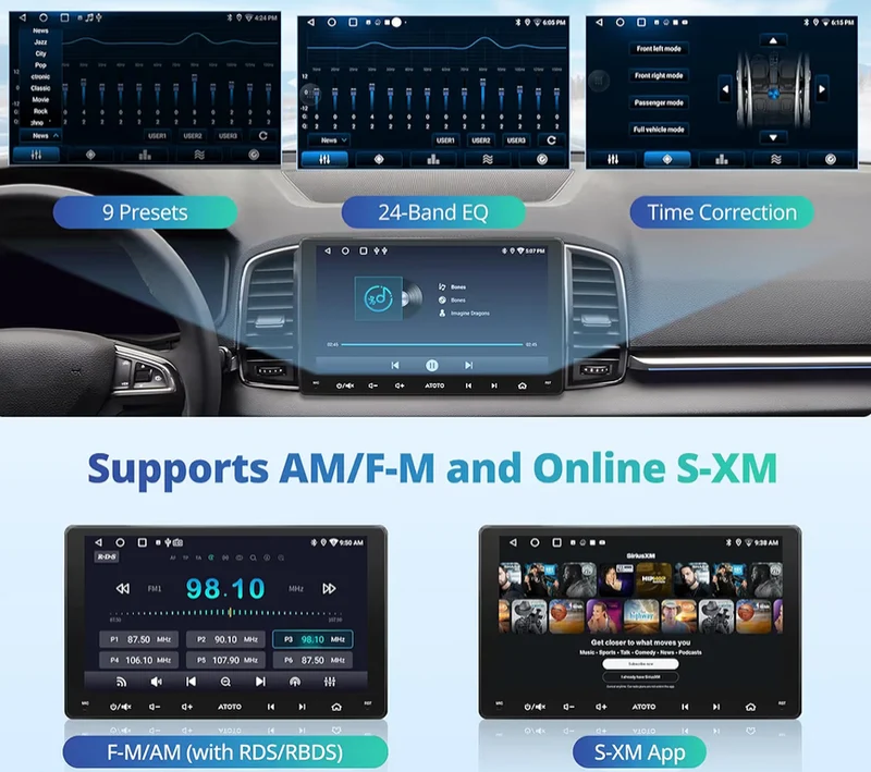 9" AI-Powered Car Stereo Double Din Wireless CarPlay & Android Auto, Wi-Fi/Bluetooth/USB, GPS Tracking, 24 EQ&DSP, Mirror Link