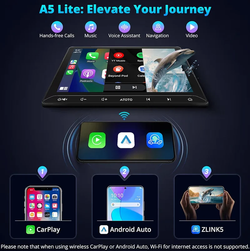 10" Double Din Car Stereo w/ Backup Camera, Wireless CarPlay & Android Auto, GPS Navigation, WiFi/Bluetooth/USB, 24-Band EQ DSP/FM/LRV, MirrorLink