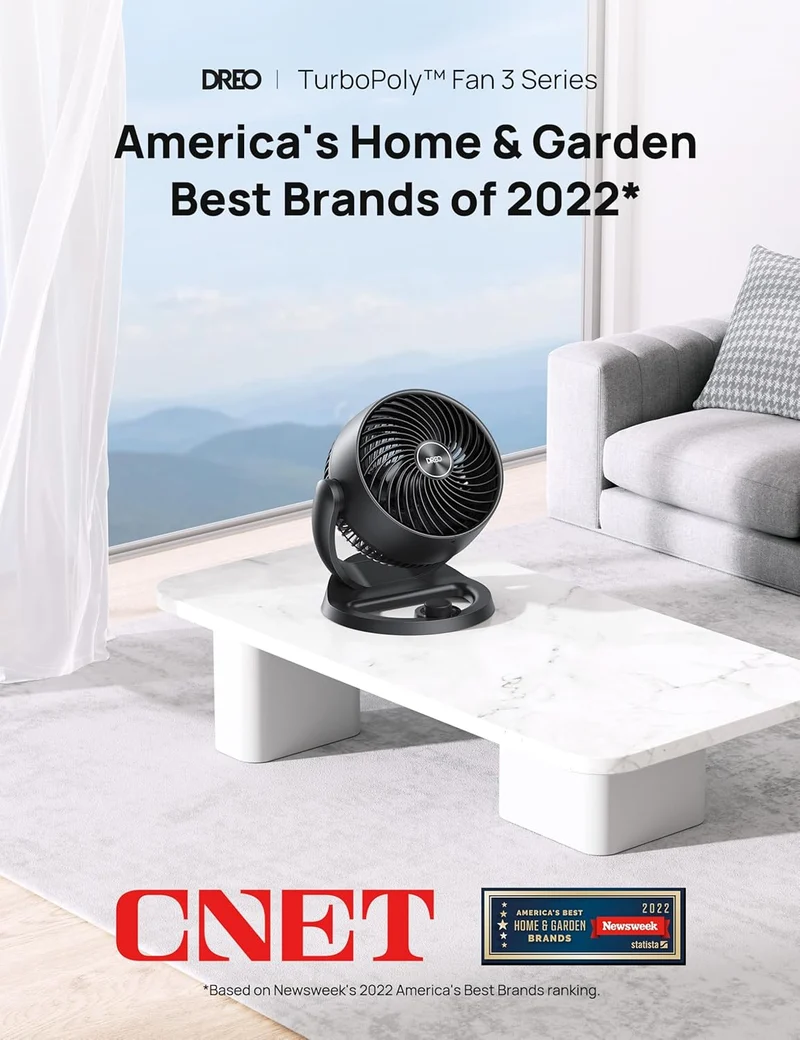 12" Desk Fan 70ft Powerful Airflow, 28db Quiet Table Air Circulator for Whole Room, 120° Adjustable Tilt, 3 Speeds - Black