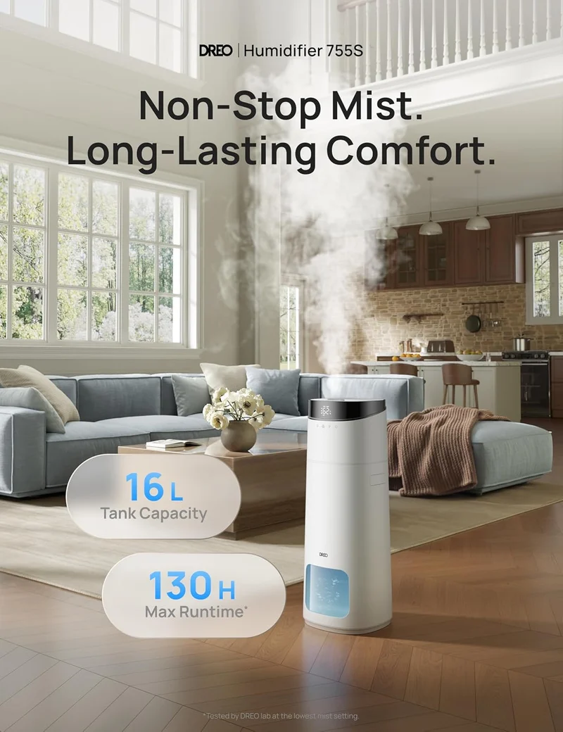 16L Smart Humidifier Large Room 1000 ft², 130H Cool Mist Air Humidifiers Top Fill, Remote/Touch/Voice & APP Control, Self-Cleaning Tank, 30dB, RGB Light - White