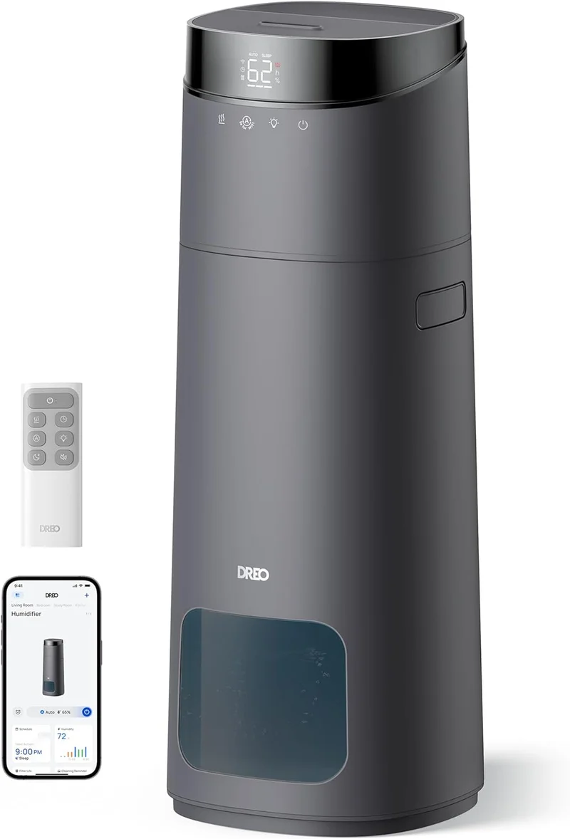 16L Smart Humidifier Large Room 1000 ft², 130H Cool Mist Air Humidifiers Top Fill, Remote/Touch/Voice & APP Control, Self-Cleaning Tank, 30dB, RGB Light - Grey