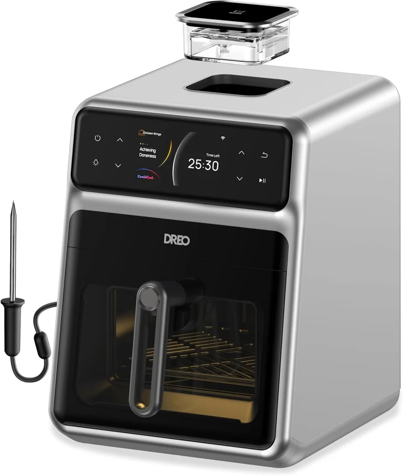 Chef Maker Combi Smart Air Fryer Cooker with Cook probe, Water Atomizer, 3 professional cooking modes, 6 QT