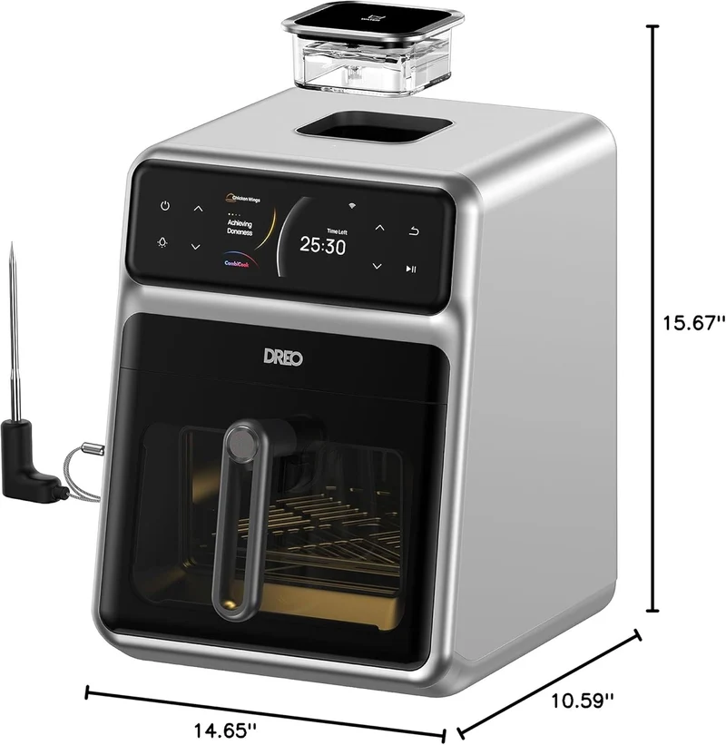 Chef Maker Combi Smart Air Fryer Cooker with Cook probe, Water Atomizer, 3 professional cooking modes, 6 QT