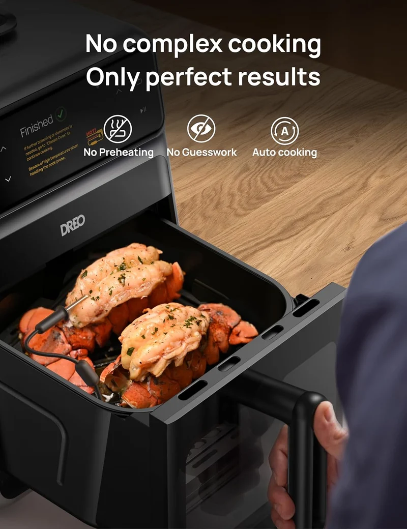 Chef Maker Combi Smart Air Fryer Cooker with Cook probe, Water Atomizer, 3 professional cooking modes, 6 QT