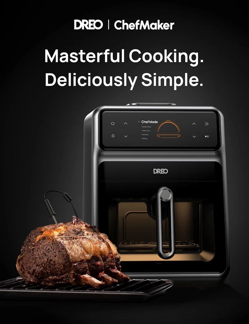 Chef Maker Combi Smart Air Fryer Cooker with Cook probe, Water Atomizer, 3 professional cooking modes, 6 QT