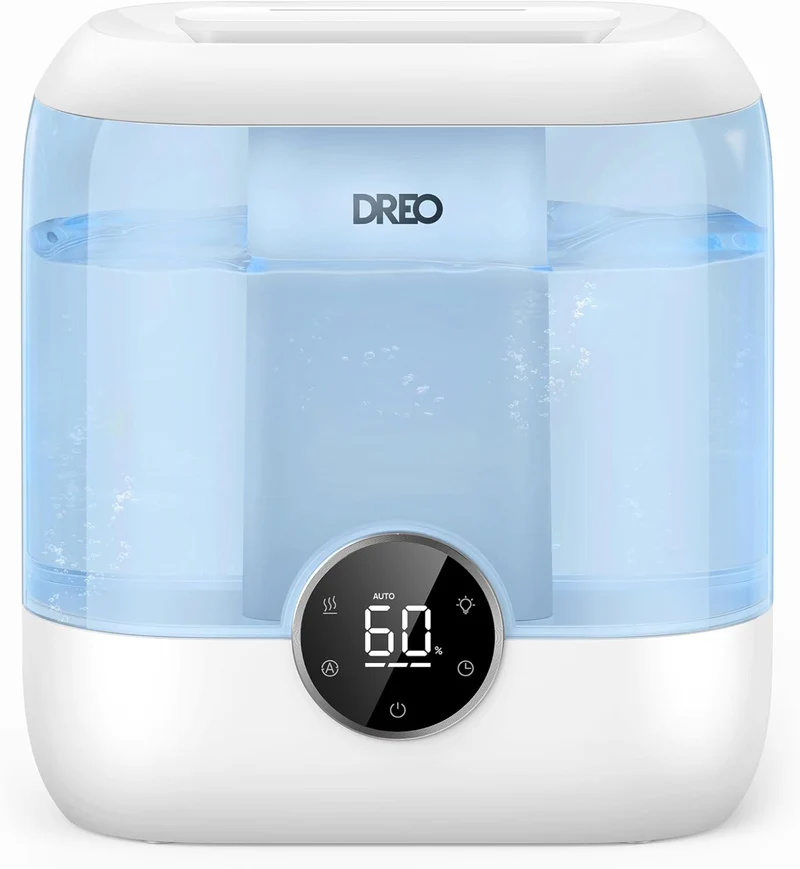6L Top Fill Humidifiers 60H Runtime Quiet Supersized Cool Mist Air for Large Room Night Light, Easy to Clean, Precise Humidity Control - Blue