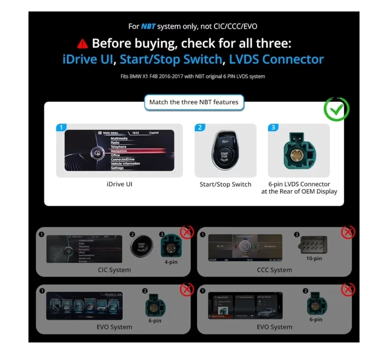 12.3" Android Car Stereo Compatible with BMW X1 Series F48 2016-2017 NBT System, Wireless CarPlay & Android Auto, 4 * 49W Amp,DSP・32B EQ