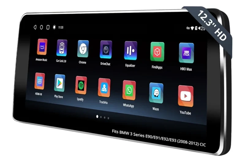 12.3" Android Car Stereo Compatible w/ BMW 3 Series E90 E91 E92 E93 2008-2012 CIC System, Wireless CarPlay & Android Auto, 4G LTE,GPS Tracking, Dual BT