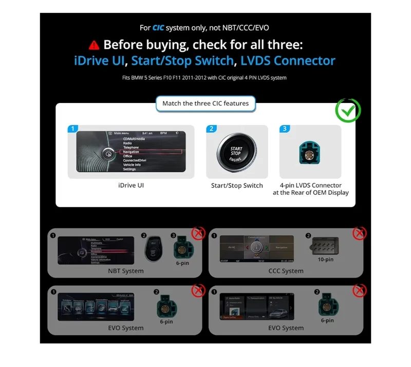 12.3" Androrid Head Unit Compatible w/ BMW 5 Series F10 F11 2011-2012 CIC System, 6G+128G, GPS Tracking, Wireless CarPlay & Android Auto, Dual Bluetooth, 4G LTE