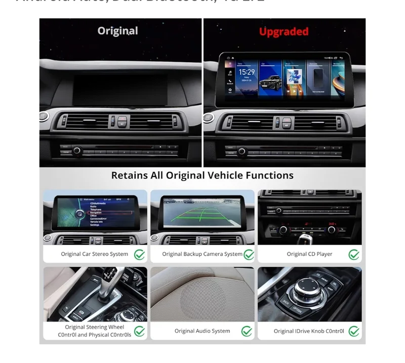 12.3" Androrid Head Unit Compatible w/ BMW 5 Series F10 F11 2011-2012 CIC System, 6G+128G, GPS Tracking, Wireless CarPlay & Android Auto, Dual Bluetooth, 4G LTE