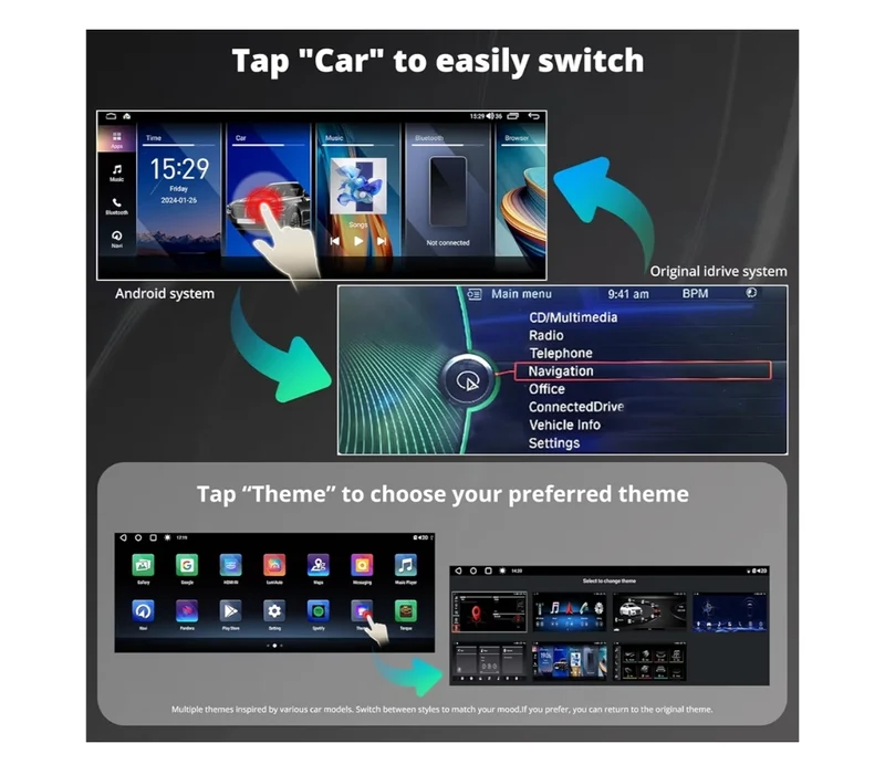 12.3" Androrid Head Unit Compatible w/ BMW 5 Series F10 F11 2011-2012 CIC System, 6G+128G, GPS Tracking, Wireless CarPlay & Android Auto, Dual Bluetooth, 4G LTE