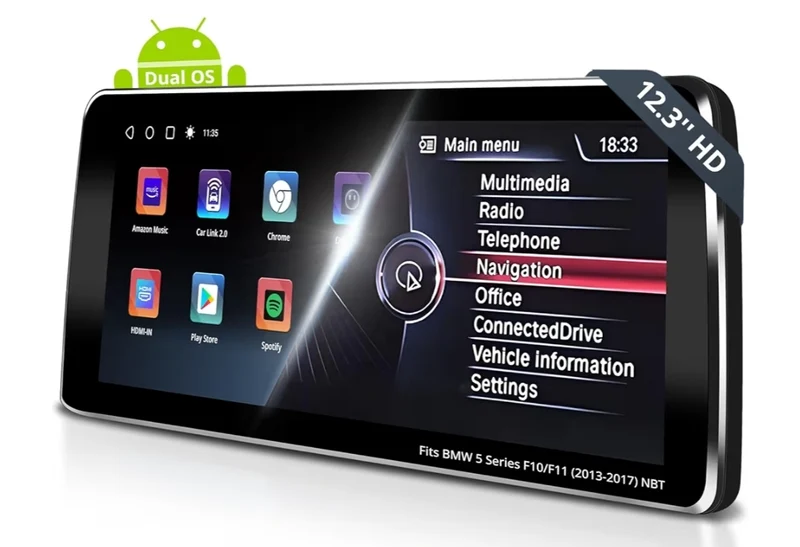 12.3" 6G+128G Android Car Stereo Compatible w/ BMW 5 Series F10 F11 2013-2017 NBT System, 4G LTE, Wireless CarPlay & Android Auto, GPS Tracking, SCVC,DSP 32Band EQ