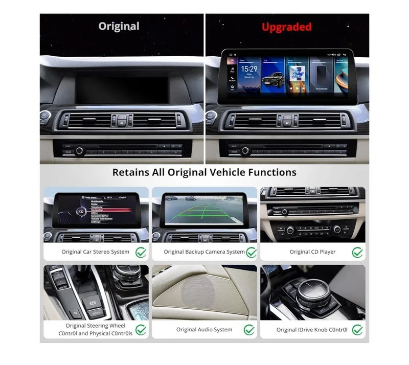 12.3" 6G+128G Android Car Stereo Compatible w/ BMW 5 Series F10 F11 2013-2017 NBT System, 4G LTE, Wireless CarPlay & Android Auto, GPS Tracking, SCVC,DSP 32Band EQ