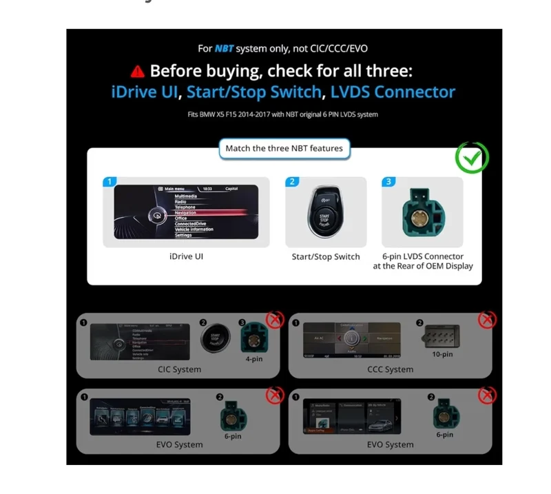 12.3" Android Car Stereo Compatible w/ BMW X5 Series F15 2014-2017 NBT System, 6G+128G, AI DriveChat, Dual Bluetooth, 4G LTE, Wireless CarPlay & Android Auto