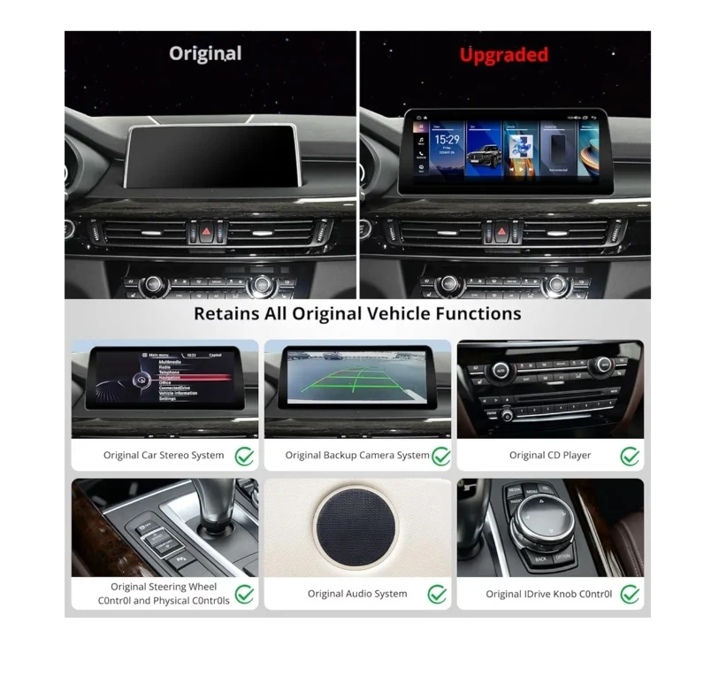 12.3" Android Car Stereo Compatible w/ BMW X5 Series F15 2014-2017 NBT System, 6G+128G, AI DriveChat, Dual Bluetooth, 4G LTE, Wireless CarPlay & Android Auto