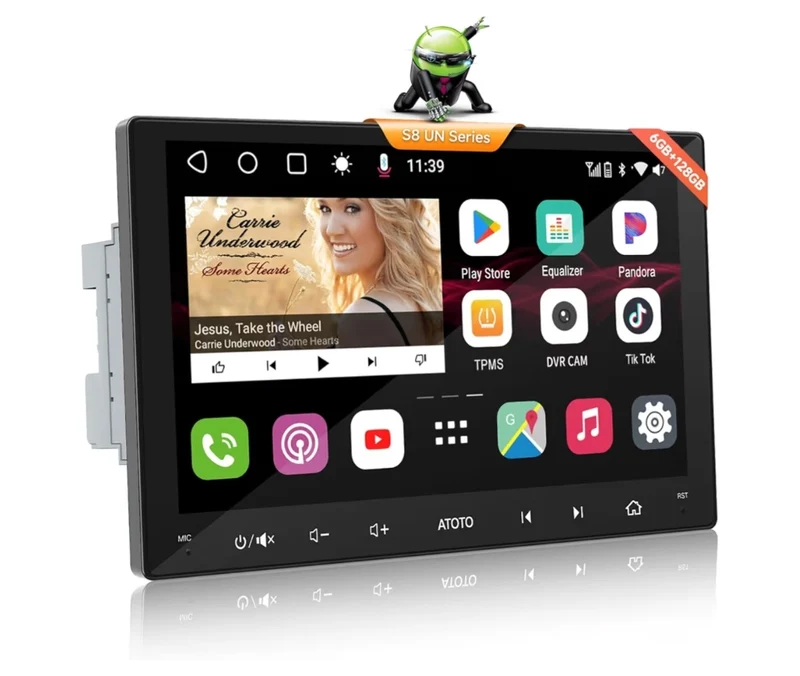 Ultra New 9" QLED Double Din Android Car Stereo, 8-Core 4G LTE/WiFi, Wireless CarPlay&Android Auto, Dual Bluetooth w/aptX HD, GPS Tracking & AI Chat