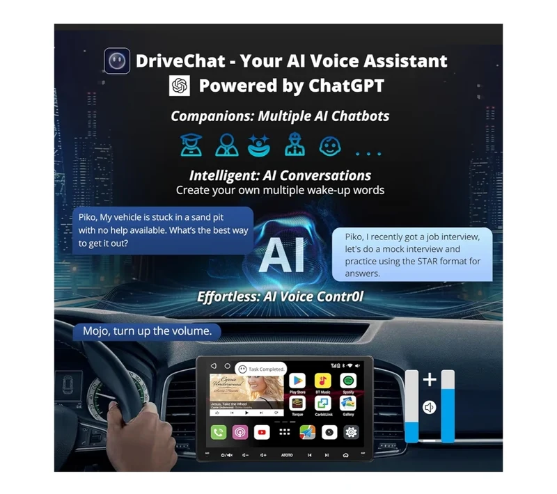 Ultra New 9" QLED Double Din Android Car Stereo, 8-Core 4G LTE/WiFi, Wireless CarPlay&Android Auto, Dual Bluetooth w/aptX HD, GPS Tracking & AI Chat