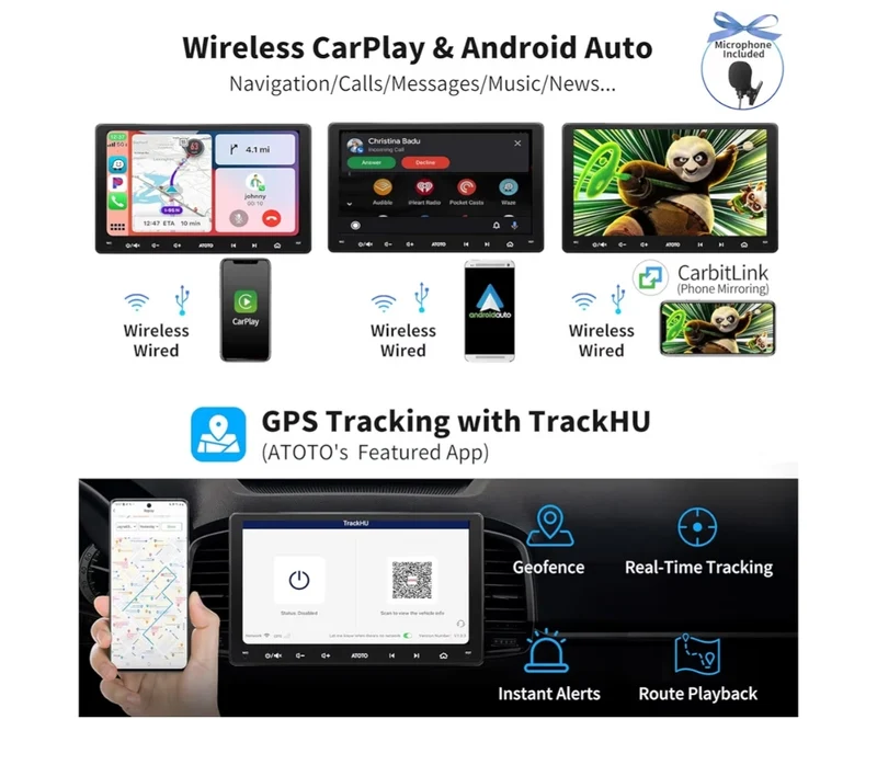 Ultra New 9" QLED Double Din Android Car Stereo, 8-Core 4G LTE/WiFi, Wireless CarPlay&Android Auto, Dual Bluetooth w/aptX HD, GPS Tracking & AI Chat