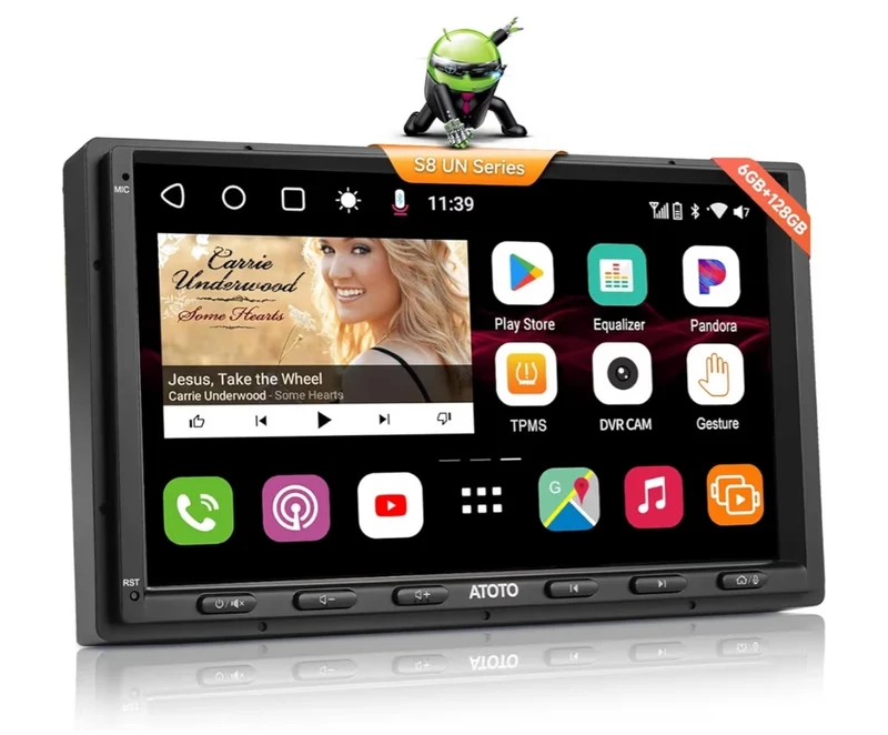 Ultra New 7" QLED Double Din Car Stereo, 8-Core 6G+128G, Wireless CarPlay & Android Auto, 4G LTE/WiFi, 4 * 49W Amp, 2 Bluetooth