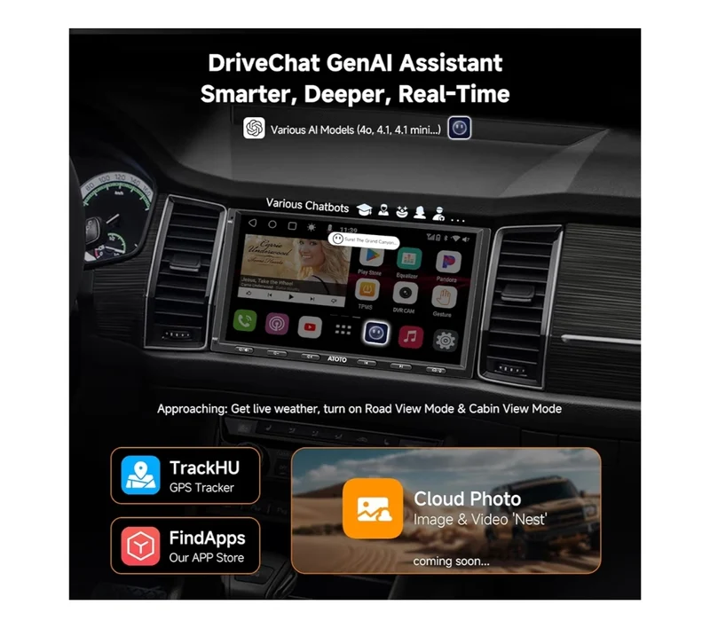 Ultra New 7" QLED Double Din Car Stereo, 8-Core 6G+128G, Wireless CarPlay & Android Auto, 4G LTE/WiFi, 4 * 49W Amp, 2 Bluetooth