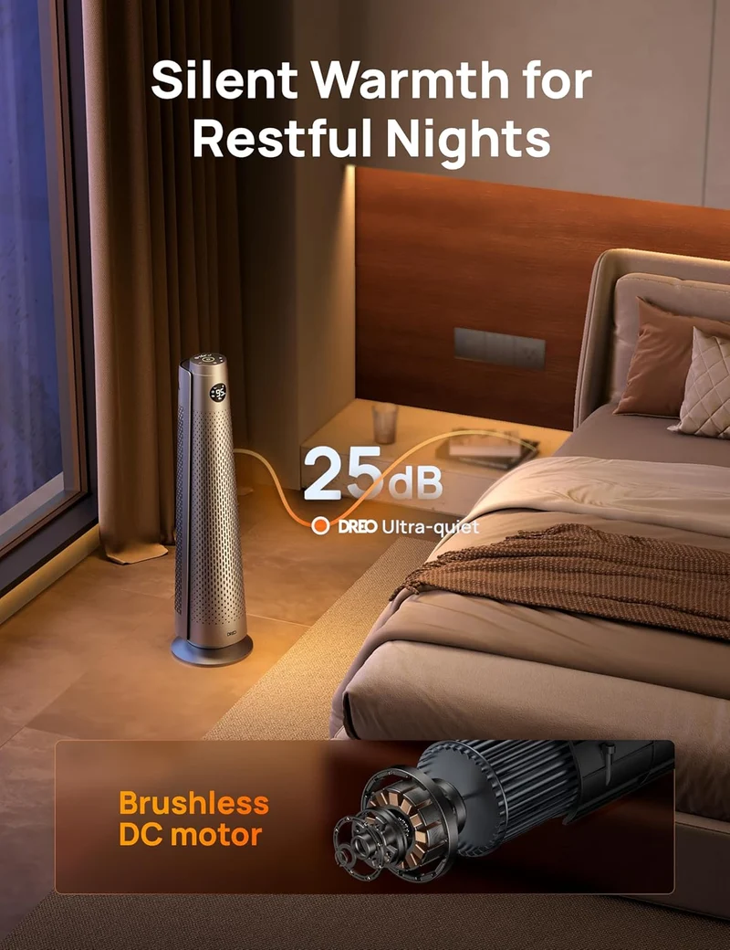 Space Heater Large Room, 30" Electric w/ Remote, 120° Oscillation, Adjustable Thermostat, 5 Heat & 3 Fan levels, 8 Safety Protections, 25dB Quiet, 1-12H Timer- Silver