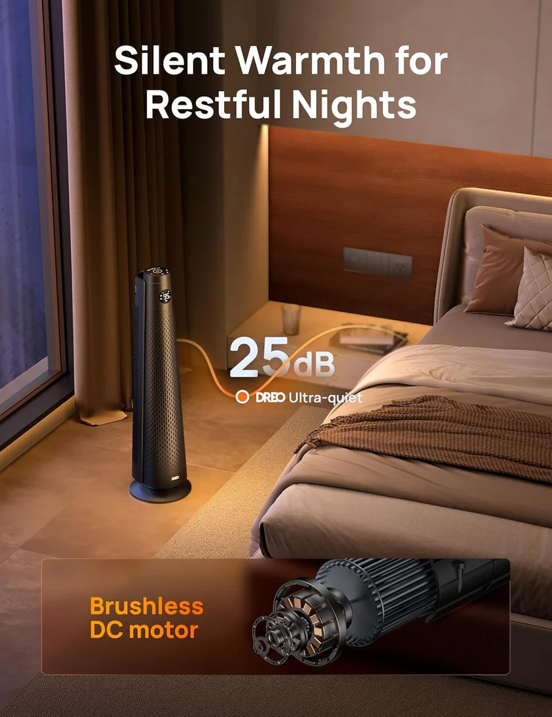 Space Heater Large Room, 30" Electric w/ Remote, 120° Oscillation, Adjustable Thermostat, 5 Heat & 3 Fan levels, 8 Safety Protections, 25dB Quiet, 1-12H Timer- Black