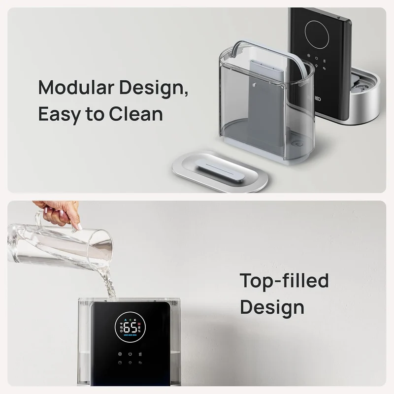 8L Smart Humidifier Large Room 600ft², HM717S, 80H Runtime Supersized Warm and Cool Mist 28dB Quiet Air Humidifier for Indoor - Silver