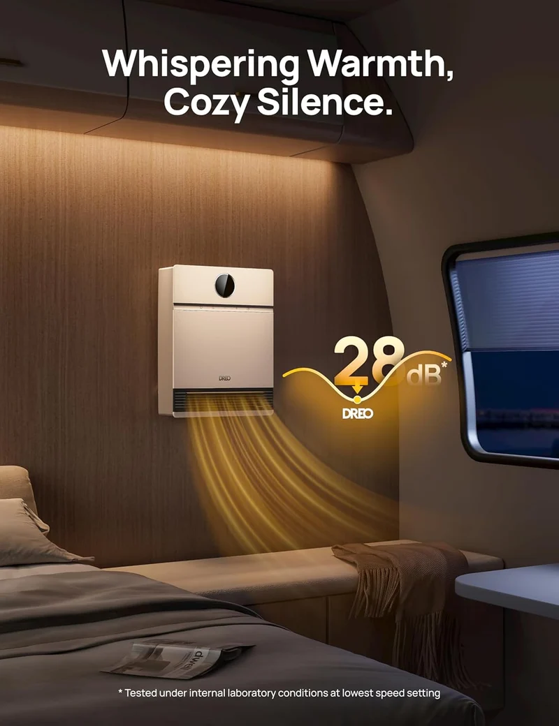 Smart Wall Heater, IP24 Electric PTC for Indoor Use, 30° Oscillation, Adjustable Thermostat, Remote Control, Works with Alexa, 24H Timer, Easy-mounted - White