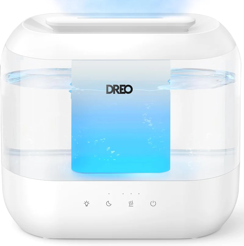 Humidifiers4L Top Fill for Large Room, 36H Runtime, 28 dB Quiet Supersized Cool Mist Air Indoor, Night Light, Easy to Clean & Fill - White