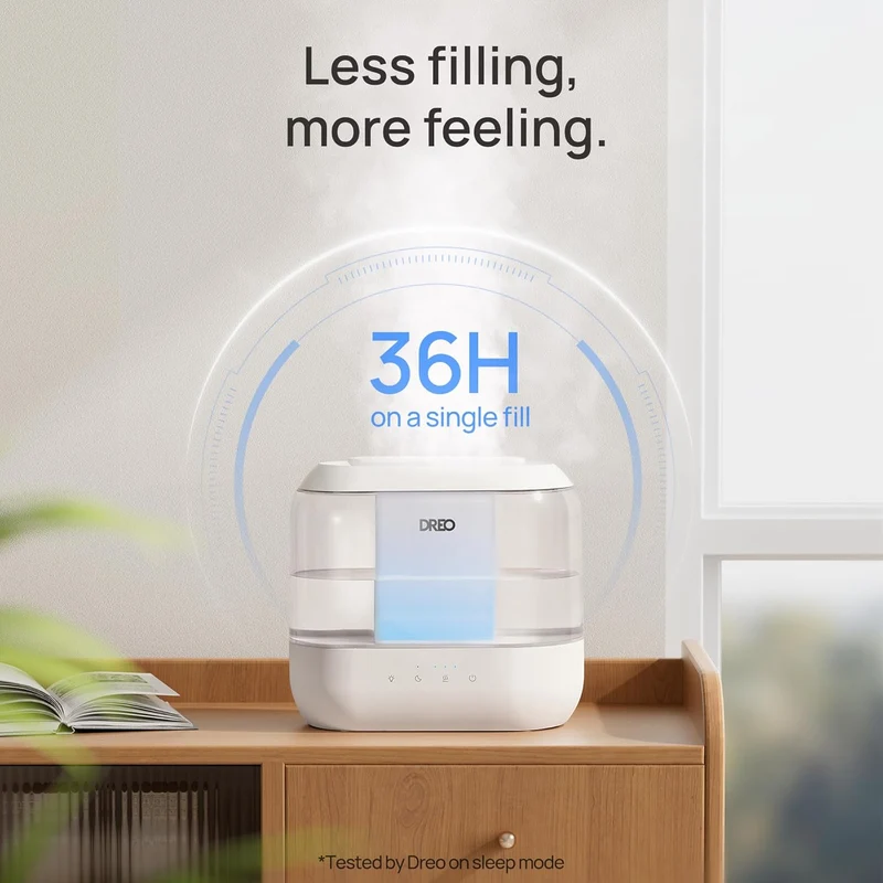 Humidifiers4L Top Fill for Large Room, 36H Runtime, 28 dB Quiet Supersized Cool Mist Air Indoor, Night Light, Easy to Clean & Fill - White